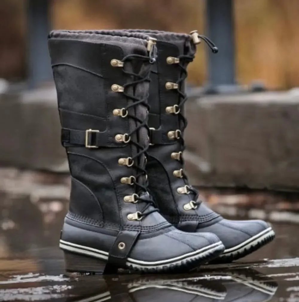 Sorel Womens Conquest Carly Tall Waterproof Black Duck  Boots Size 7.5